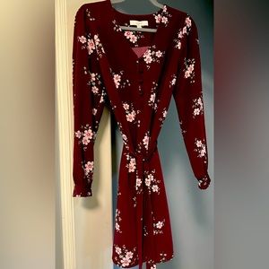 Loft knee length tie at waist dress perfect for fall